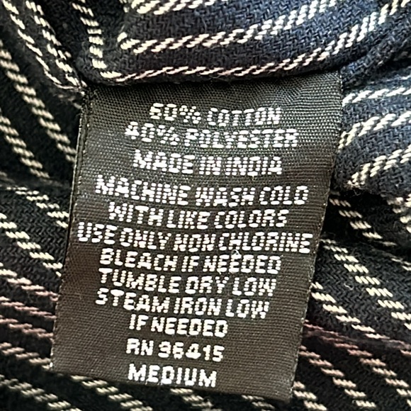 Massive Premium Quality Goods, NYC Navy Blue Striped Shirt w Moto Club Graphics - Picture 7 of 10